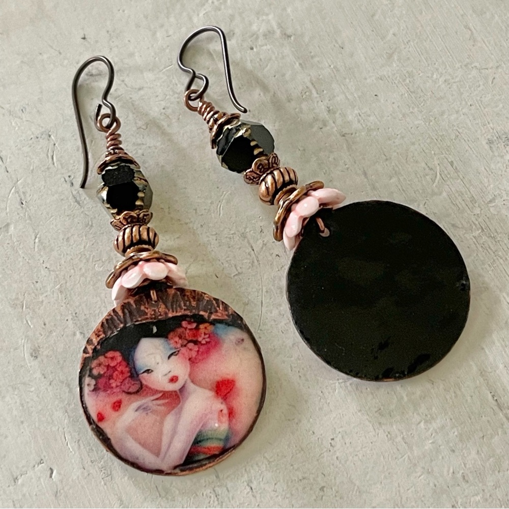 ARTISAN Earrings “Sakura Dreamscape” - Dangles - Picture 8 of 10
